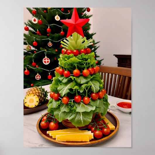 Vegetables Christmas Tree, Lettuce Leaves & Cherry Poster (Vorne)