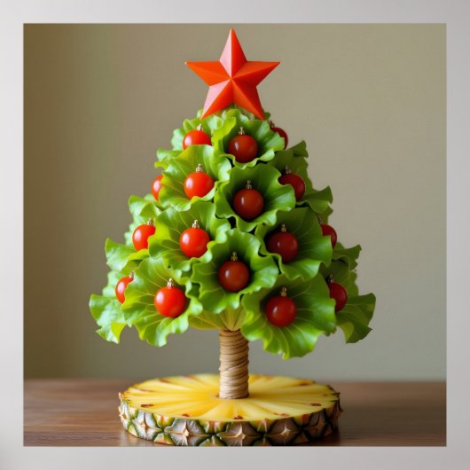 Vegetables Christmas Tree, Lettuce Leaves & Cherry Poster (Vorne)