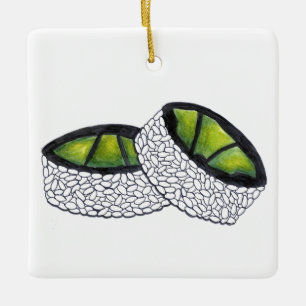 Vegetarian Avocado Sushi Maki Roll japanisches Ess Keramikornament