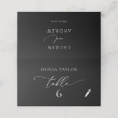 Vegetarian Black Minimalistisch Wedding Tischnumme Platzkarte (Außenseite Aufgefaltet)