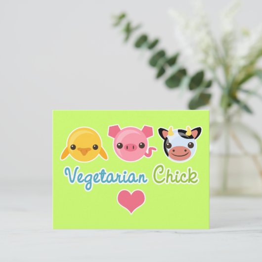 Vegetarian Chick Postkarte (Stehend Vorderseite)