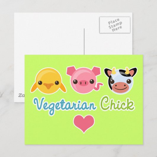 Vegetarian Chick Postkarte (Vorne/Hinten)