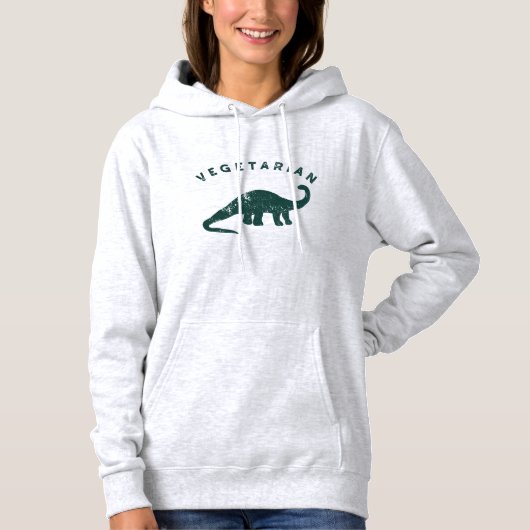 Vegetarian Dinosaur Vintag Style Funny Graphic Hoodie (Vorderseite)