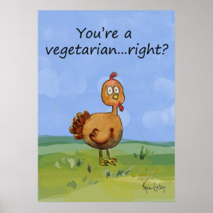 Vegetarian Funny Poster Whimsical Türkei Poster