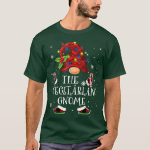 Vegetarian Gnome Buffalo Karierter Weihnachtsbaum  T-Shirt