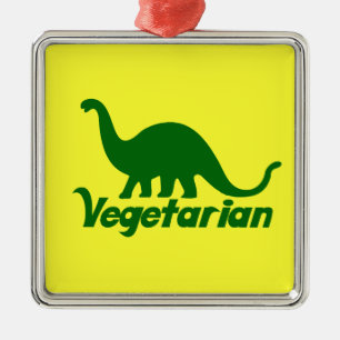 Vegetarian Green Dinosaurier Silbernes Ornament