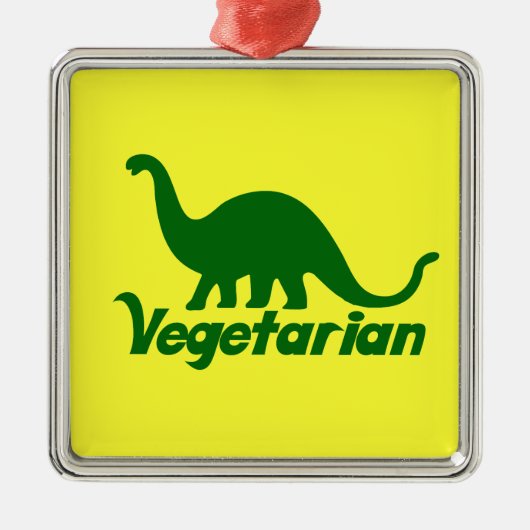 Vegetarian Green Dinosaurier Silbernes Ornament (Vorne)