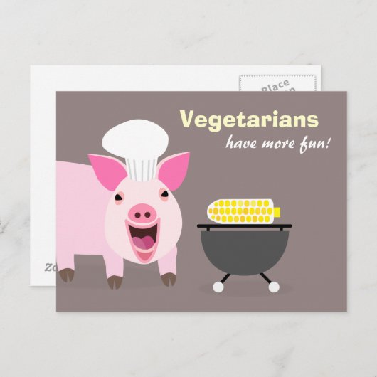 Vegetarian Pig Postcard Postkarte (Vorne/Hinten)