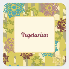 Vegetarian Urban Floral Dietary Needs Quadratischer Aufkleber