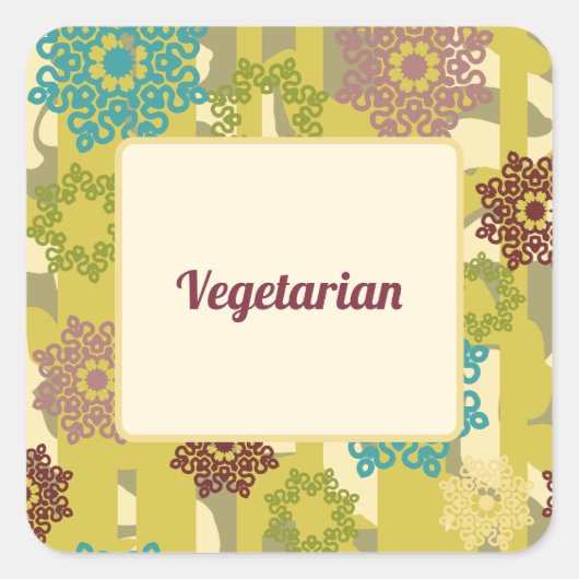 Vegetarian Urban Floral Dietary Needs Quadratischer Aufkleber (Vorderseite)