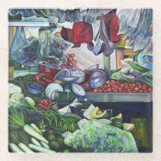 Vegetarier Clubs treffen hier am Dienstag Nachmitt Glasuntersetzer (Vorderseite)