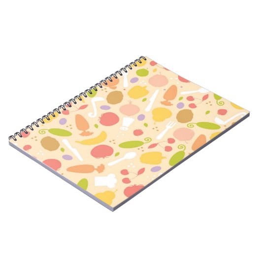 Vegetarier, der Musterhintergrund kocht Notizblock (Linke Seite)