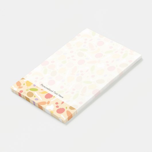 Vegetarier, der Musterhintergrund kocht Post-it Klebezettel (angewinkelt)