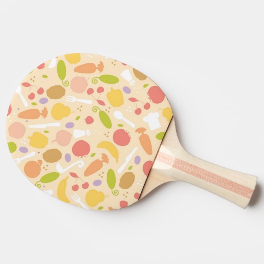 Vegetarier, der Musterhintergrund kocht Tischtennis Schläger (Seitenansicht)