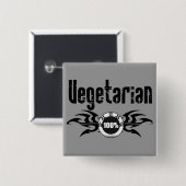 Vegetarier Grunge Winged Emblem Button (Vorne & Hinten)