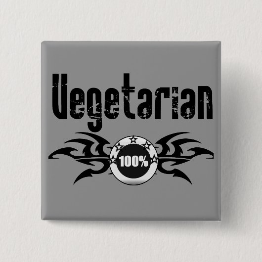 Vegetarier Grunge Winged Emblem Button (Vorderseite)