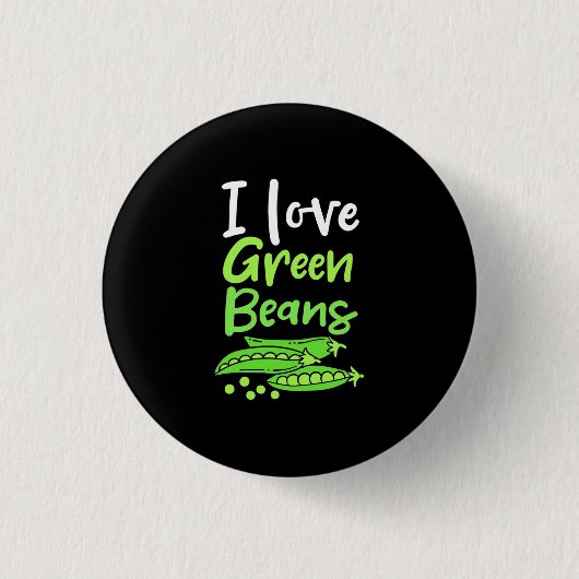 Vegetarier I Liebe Grüne Bohnen Button (Vorderseite)