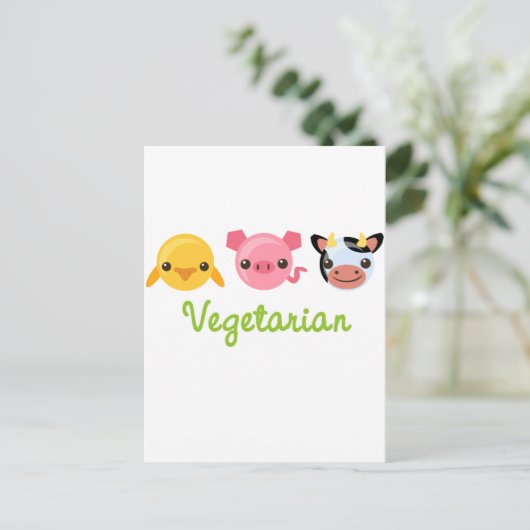 Vegetarier Postkarte (Stehend Vorderseite)