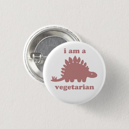 Vegetarier Stegosaurus Dinosaur - Rosa Button (Vorne & Hinten)