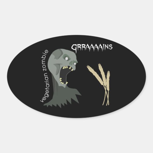 Vegetarier Zombie will Graaains! Ovaler Aufkleber (Vorderseite)