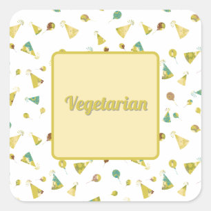Vegetarische Partyrezepte nach Ernährungsvorliebe Quadratischer Aufkleber