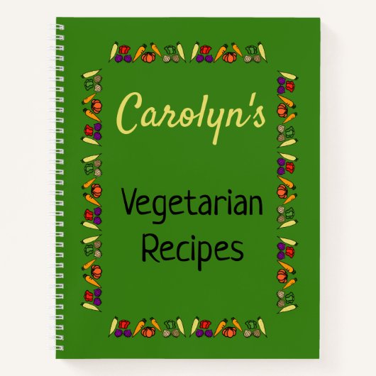Vegetarische Rezepte, Ihr Name, Gemüse, grün Notizblock (Vorderseite)