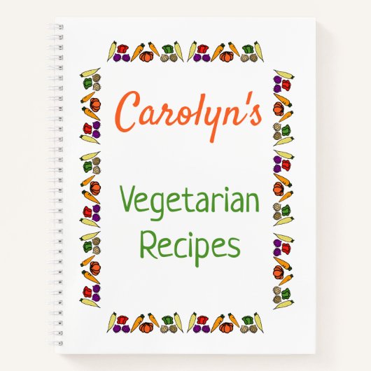 Vegetarische Rezepte, Ihr Name, Gemüse, weiß Notizblock (Vorderseite)