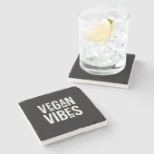 Vegetarische Vegane Vibes Steinuntersetzer (Seitenansicht)
