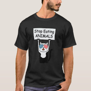 Vegetarische Veganer Katze Hört Auf Tiere Zu Essen T-Shirt