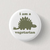 Vegetarischer Stegosaurus-Dinosaurier - Grün Button (Vorderseite)