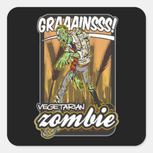 Vegetarischer Zombie Quadratischer Aufkleber