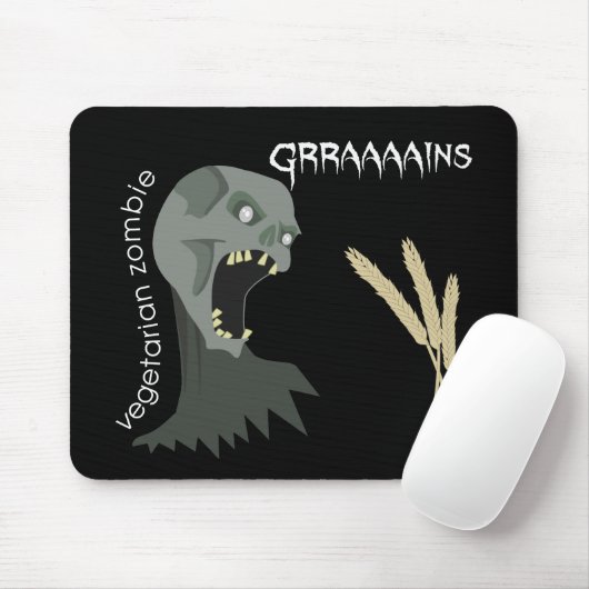 Vegetarischer Zombie will Graaaains! Mousepad (Mit Mouse)