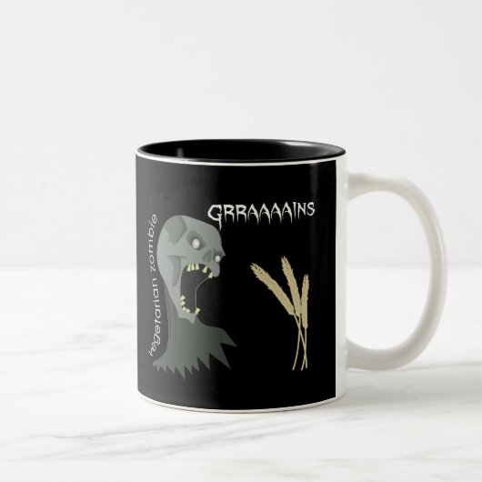 Vegetarischer Zombie will Graaaains! Zweifarbige Tasse (Rechts)
