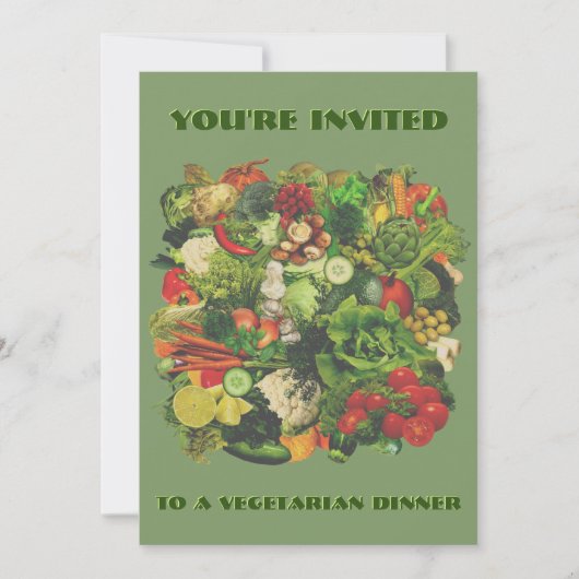 Vegetarisches Abendessen Einladung 🥕 🧅 🥑 (Vorderseite)