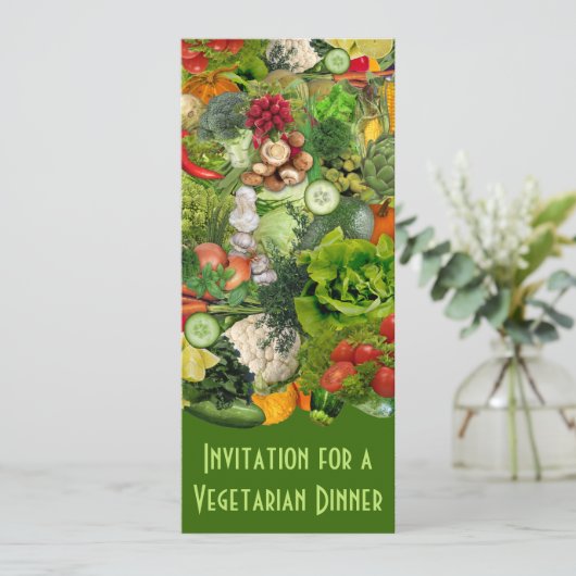 Vegetarisches Abendessen Einladung (Stehend Vorderseite)