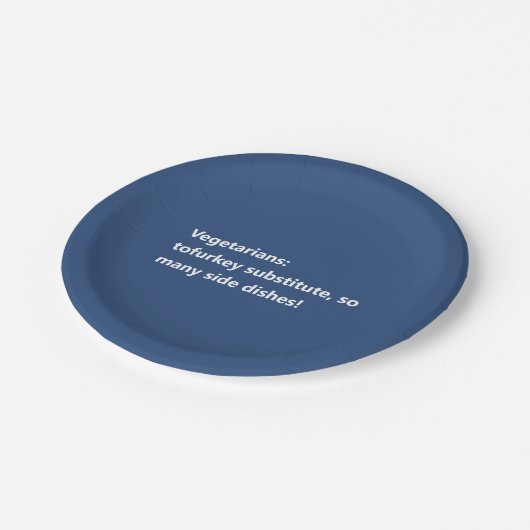 Vegetarisches Erntedank Gedicht Minimal Blau Pappteller (Schrägansicht)