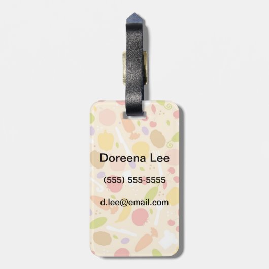 Vegetarisches Kochmuster Gepäckanhänger (Rückseite vertikal)