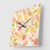 Vegetarisches Kochmuster Hintergrund Quadratische Wanduhr (Winkel)