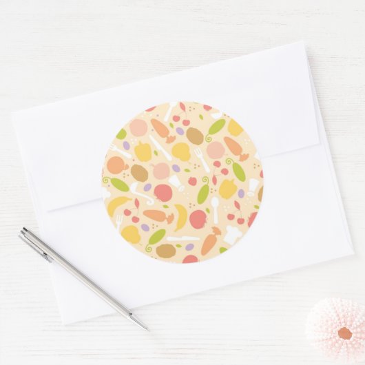 Vegetarisches Kochmuster Hintergrund Runder Aufkleber (Umschlag)