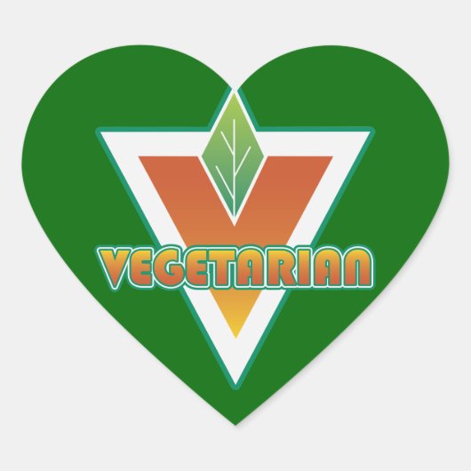 Vegetarisches Logo Herz-Aufkleber (Vorderseite)