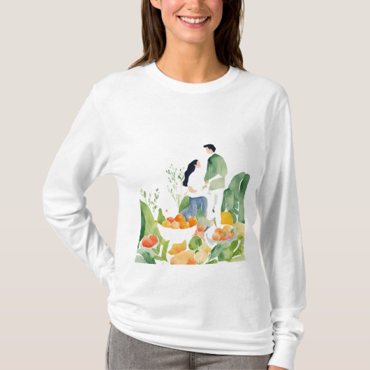 Vegetarisches veganes Paar T-Shirt (Vorderseite)