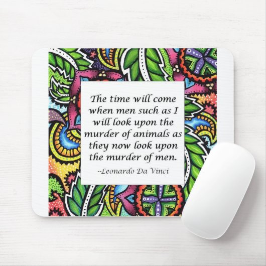 Vegetarisches Zitat Leonardo da Vincis Mousepad (Mit Mouse)