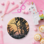 Vegetation bei Sonnenuntergang Pappteller (Party)