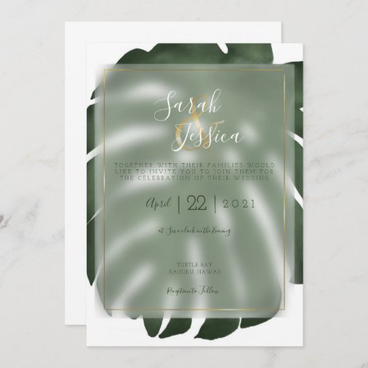 Vegetation Monstera Tropisches Wasser Einladung (Vorne/Hinten)