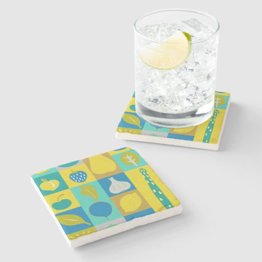 Veggie blockiert I Steinuntersetzer (Seitenansicht)