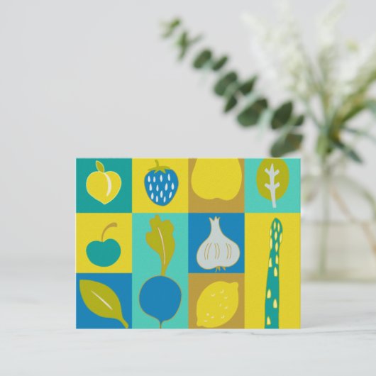 Veggie Blocks I Postkarte (Stehend Vorderseite)