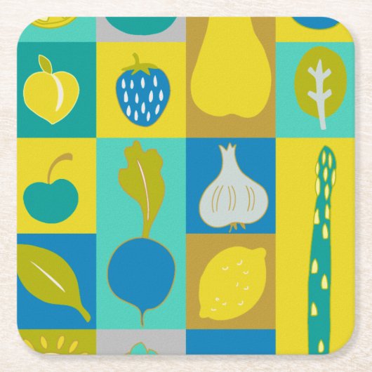 Veggie Blocks I Rechteckiger Pappuntersetzer (Vorderseite)