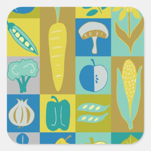 Veggie Blocks II Quadratischer Aufkleber (Vorderseite)
