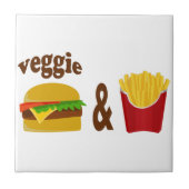 Veggie Burger and Fries Fliese (Vorderseite)
