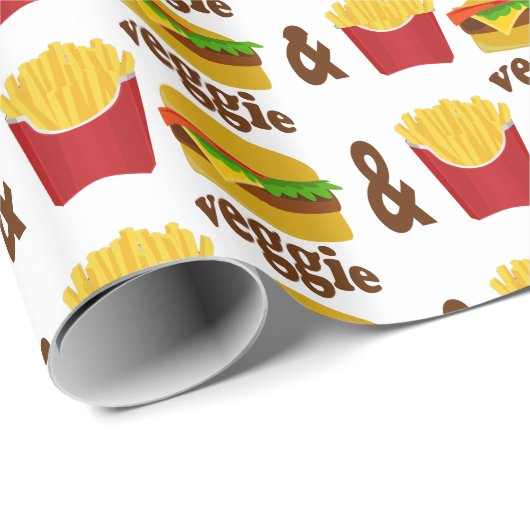 Veggie Burger and Fries Geschenkpapier (Rolleneckpunkt)